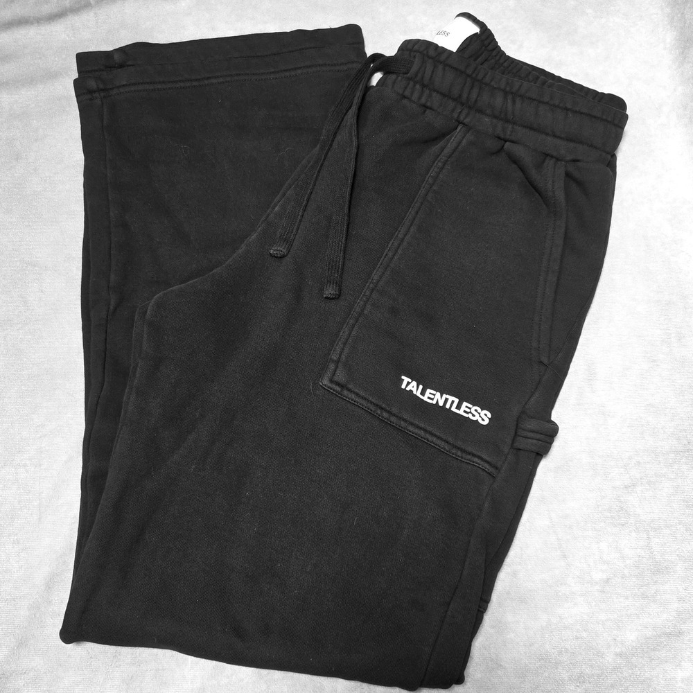 Talentless Mens Carpenter Utility Sweatpants Black Relaxed Fit Hammer Loop Sz M
